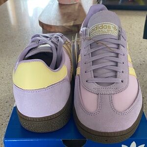 Adidas Spezial Lavender and Pastel Yellow Sneakers